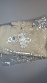 Oysho Пальто с косым трикотажем и искусственным мехом ECRU | 3990/757/712