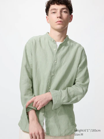 Рубашка из 100% премиального льна (стойка)- Заказать в России