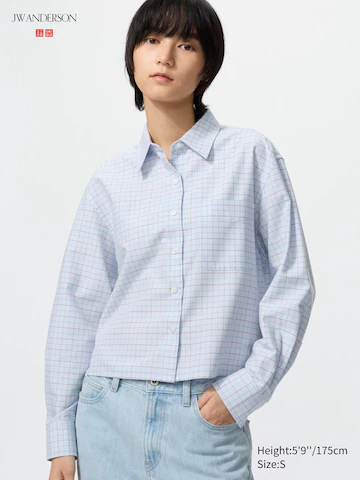 Uniqlo Рубашка OXFORD BOXY (в клетку) UNIQLO купить с доставкой.