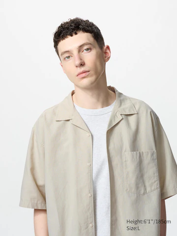 Рубашка из хлопка и льна (короткий рукав)