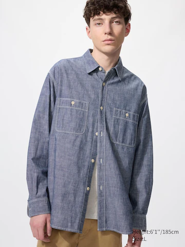 Uniqlo Рубашка CHAMBRAY OVERSHIRT купить с доставкой.