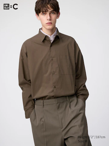 Рубашка оверсайз из бродклофа (с обычным воротником)