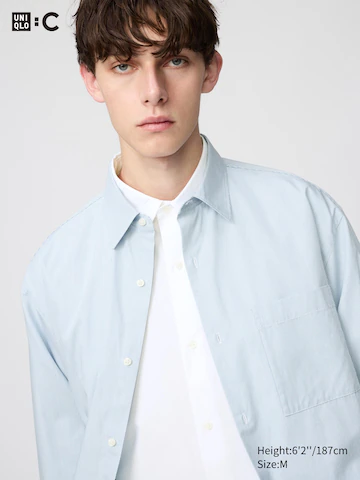 Рубашка broadcloth oversized (с обычным воротником, в полоску)