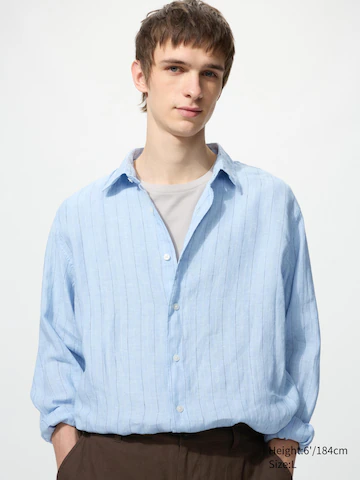 Рубашка из 100% премиального льна (в полоску)