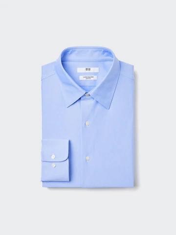 Uniqlo Рубашка SLIM FIT JERSEY SUPER NON IRON (обычный воротник)