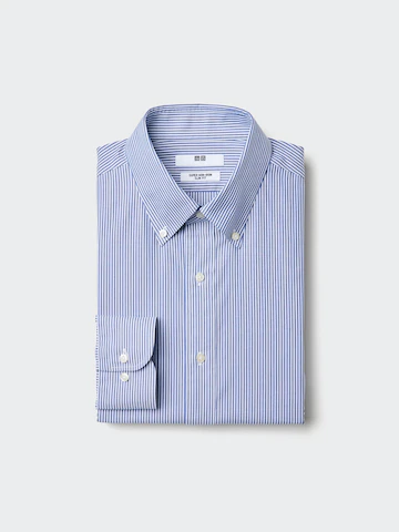 Мужская рубашка с кнопочным воротником, супер не мнется, SLIM FIT (BUTTON-DOWN COLLAR, STRIPE)