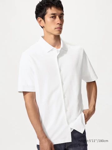 Uniqlo Поло из хлопка AIRISM пике (полностью раскрывающийся)