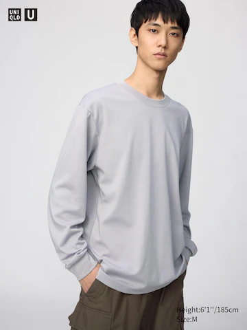 Футболка с круглым вырезом из воздушного хлопка ( длинный рукав)