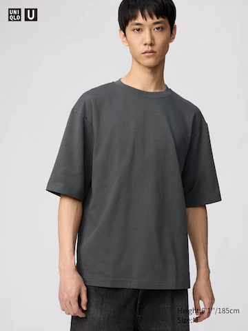 Uniqlo Футболка с круглым вырезом AIRISM из хлопка в стиле OVERSIZE