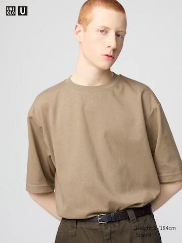 Uniqlo Футболка с круглым вырезом AIRISM из хлопка в стиле OVERSIZE