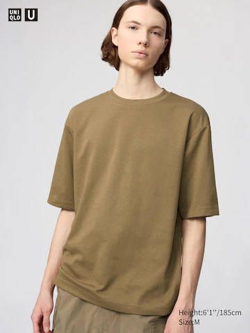 Uniqlo Футболка с круглым вырезом AIRISM из хлопка в стиле OVERSIZE