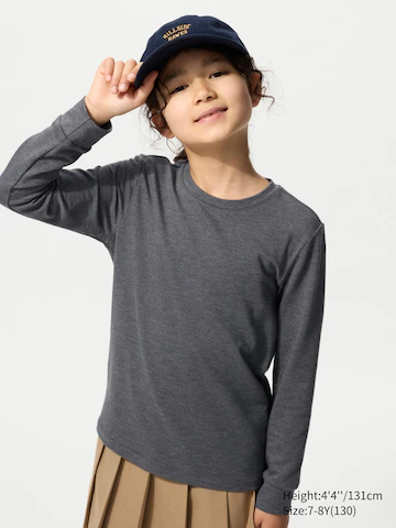 Футболка с круглым вырезом из хлопка HEATTECH EXTRA WARM (цвет темно-серый)- Заказать в России