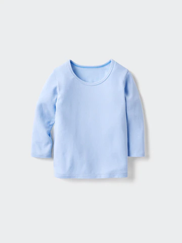 Детская футболка с длинным рукавом из хлопка HEATTECH с круглым вырезом