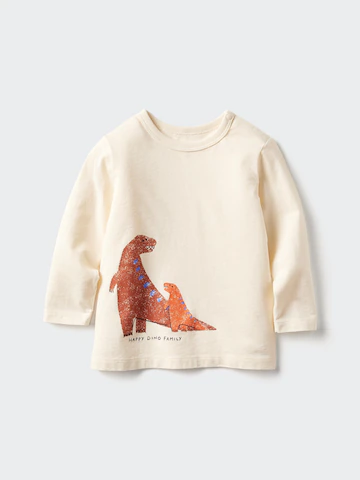 Детская футболка с круглым вырезом (длинный рукав, динозавры)- Заказать в России