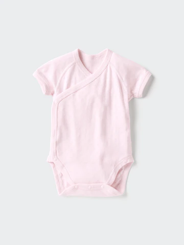 Uniqlo Детский комбинезон с короткими рукавами и открытием спереди POINTELLE для младенцев