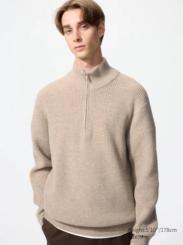 Uniqlo Джемпер с молочным волокном и застежкой-молнией до половины