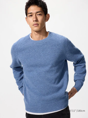 Uniqlo Джемпер с круглым воротником из шерсти ягненка