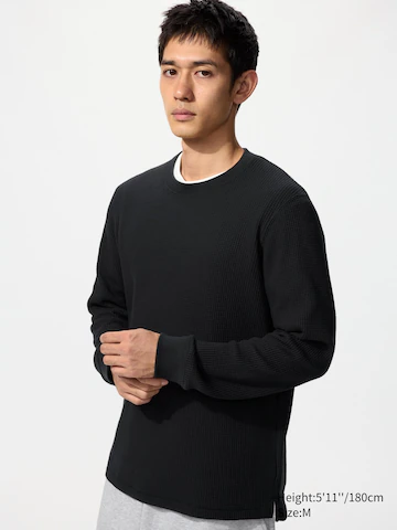 Uniqlo Майка с круглым вырезом из вафельной ткани (длинный рукав)