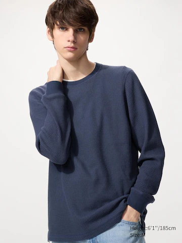 Uniqlo Майка с круглым вырезом из вафельной ткани (длинный рукав)