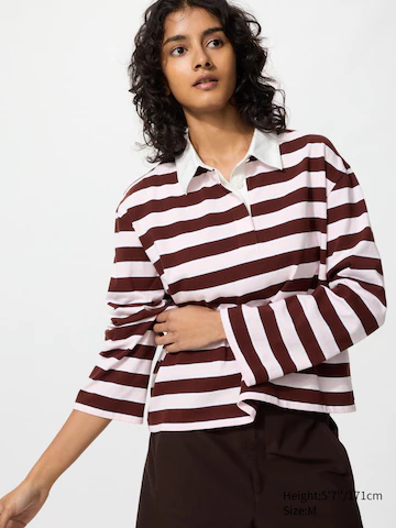 Поло из мягкого хлопка (в полоску, длинный рукав)