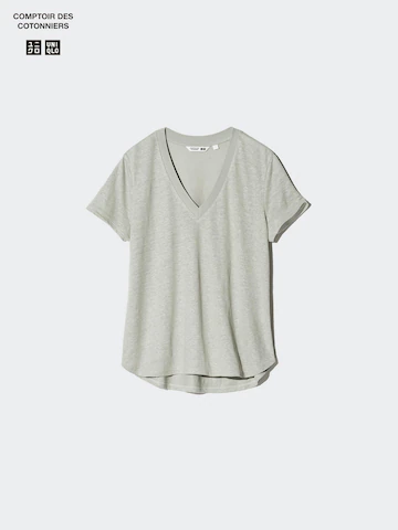 Льняная футболка с V-образным вырезом