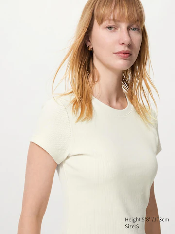 Мини футболка (ребристая) - белая айвори