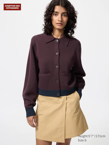 Uniqlo Кардиган с высоким воротником из мериносовой шерсти