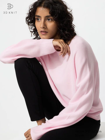 Свитер с объемными рукавами из хлопка 3D SEAMLESS KNIT COTTON CREW NECK