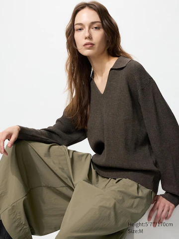 Uniqlo Поло-свитер из дышащего трикотажа