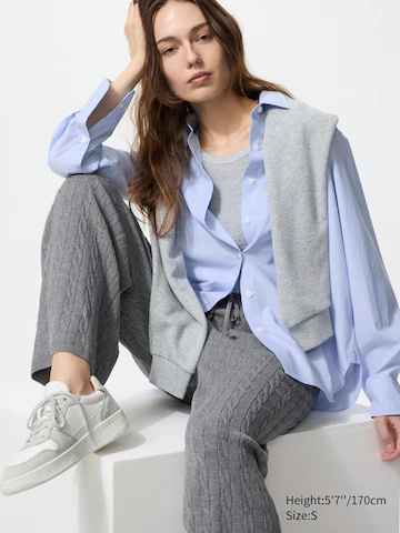 Джемпер из вязаного трикотажа с кабельным узором- Заказать в России