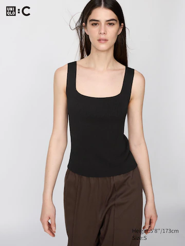 Uniqlo Безрукавка с квадратным воротником из 3D-вязаного безшовного ребристого материала