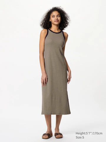 Платье-бра с ребристым узором (без рукавов, полоска)- Заказать в России