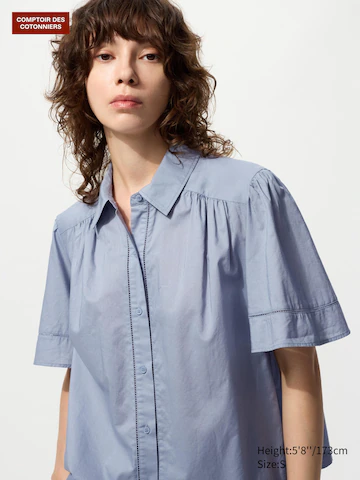 Хлопковая блузка (короткий рукав)- Заказать в России