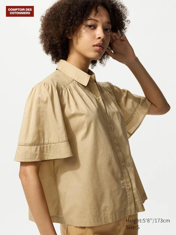 Хлопковая блузка (короткий рукав)- Заказать в России