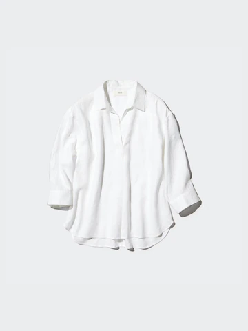 Рубашка с воротником стойка из 100% премиального льна (3/4 рукав)