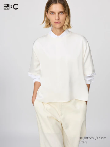 Uniqlo Сатиновая блуза оверсайз с коротким рукавом