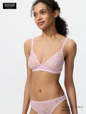 Uniqlo Цветочный беспроводной бюстгальтер с плоским кружевом