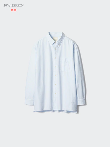 Рубашка oxford с зауженным плечом (в полоску)