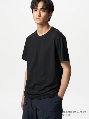 Uniqlo Футболка с короткими рукавами и круглым вырезом AIRISM из хлопка купить с доставкой.