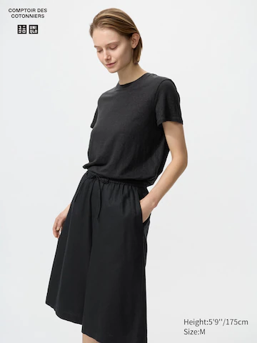 Льняная футболка с округлым вырезом из 100% льна- Заказать в России