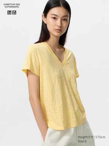 Футболка с v-образным вырезом из 100% льна- Заказать в России