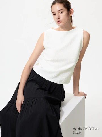 Майка с лодочным вырезом и сборкой (без рукавов) white