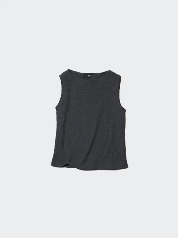 Майка с лодочным вырезом и сборкой (без рукавов) black- Заказать в России