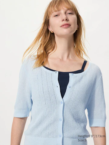 Кардиган с круглым вырезом и коротким рукавом из кружева