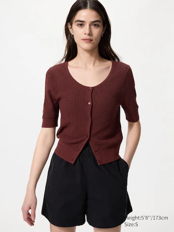 Кардиган с круглым вырезом и коротким рукавом из кружева