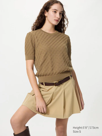 Кофта с круглым вырезом (короткий рукав) pointelle