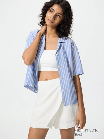 Uniqlo Юбка-шорты из льняной смеси (белый)