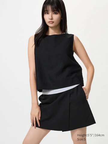 Uniqlo Юбка-шорты из льняной смеси (черный)