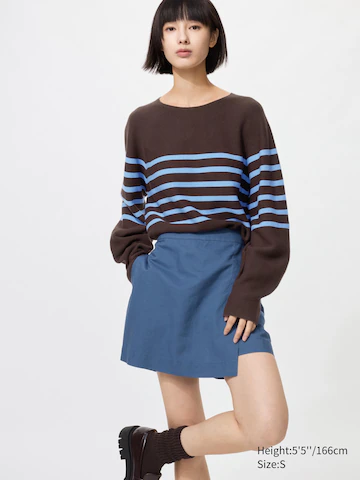 Uniqlo Юбка-шорты из льняной смеси (синий) купить с доставкой.