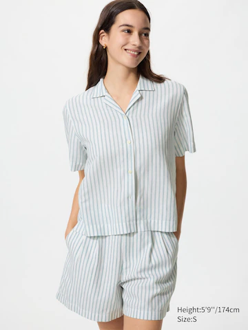 Льняные хлопковые шорты (в полоску)- Заказать в России